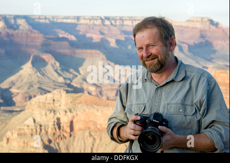 Femme photographe au Grand Canyon Banque D'Images