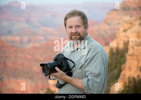 Femme photographe au Grand Canyon Banque D'Images