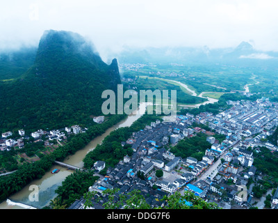 Paysage rural à Xingping, Yangshuo, Guilin, Guangxi, Chine Banque D'Images