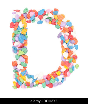 D'alphabet de gravier colorés sur fond blanc. Banque D'Images