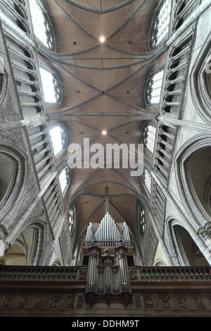 Orgue et plafond voûté, net vault, église Notre Dame, Onze-Lieve-Vrouwekerk Banque D'Images