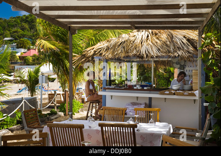 Hôtel bar de plage dans les Caraïbes, la baie de Flamands Saint-barthélemy Banque D'Images