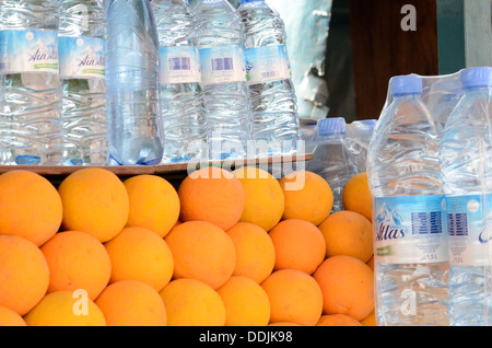 Les vendeurs d'orange et de l'eau Afrique Marrakech Maroc Banque D'Images