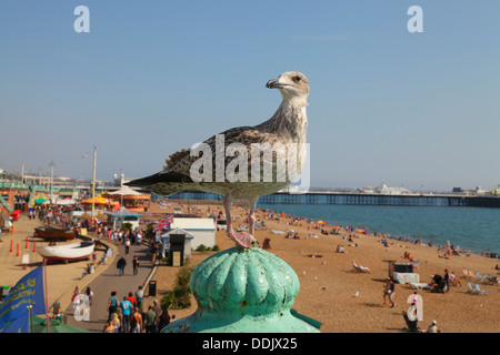 Jeune mouette sur le front de mer de Brighton East Sussex England UK Banque D'Images