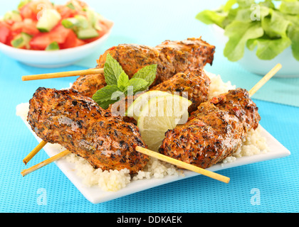 Brochettes d'AGNEAU MAROCAIN Banque D'Images