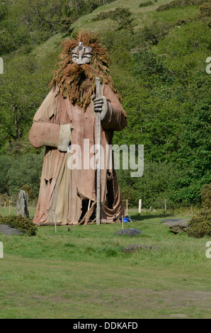 Statue en bois sculpté de manannan Ile de Man Banque D'Images