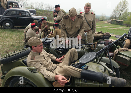 La bataille de reconstitution à Orechov. Le 68e anniversaire de la fin de la Seconde Guerre mondiale en Orechov, République tchèque. Banque D'Images