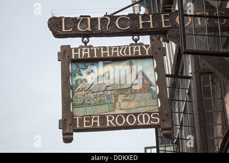 Hathaway Tea Rooms Sign Stratford-Upon-Avon Banque D'Images