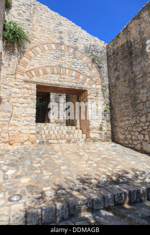 Récemment restauré, l'entrée du château byzantin à Kassiopi Corfou Banque D'Images