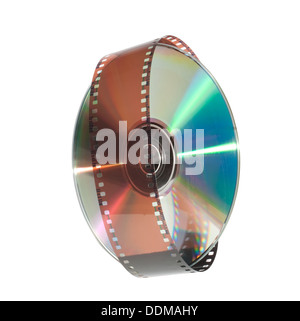 Disque numérique et d'une bande de film isolated on white Banque D'Images