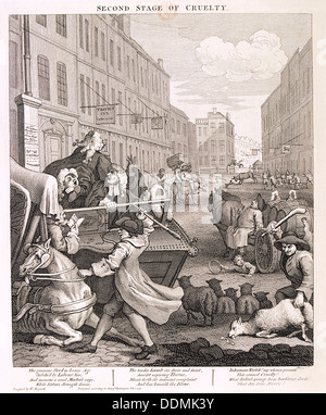 « Deuxième étape de cruauté', planche II des quatre étapes de la cruauté, 1751. Artiste : Anon Banque D'Images