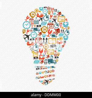 Icônes d'expédition ampoule idée forme la composition. Vecteur en couches pour l'édition facile. Banque D'Images