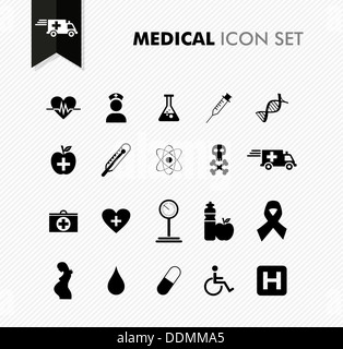 La santé, de la maladie médicale moderne icon set de bien-être. Fichier vecteur en couches pour l'édition facile. Banque D'Images