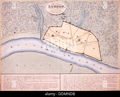 La carte de London, c1000. Artiste : Anon Banque D'Images