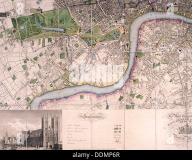 Plan de ville de Londres, Westminster et Southwark, 1827. Artiste : James Neele Banque D'Images