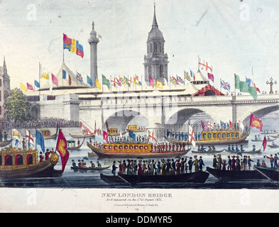 Le Pont de Londres (nouveau), Londres, 1831. Artiste : Henry Matthews Banque D'Images