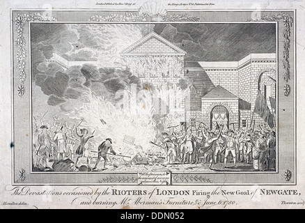 Gordon Riots, Newgate Prison, Londres, 1780. Artiste : Thornton Banque D'Images