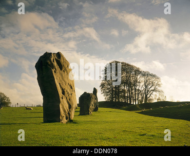 Lever du soleil sur les pierres, monument d'Avebury, Wiltshire, 1990. Artiste : Inconnu Banque D'Images