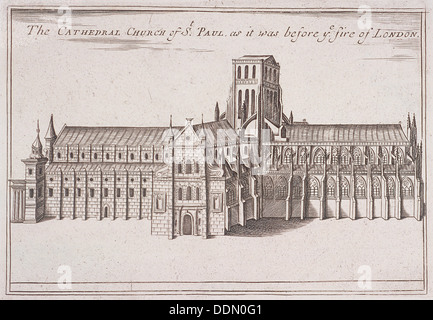 La Cathédrale St Paul (ancien), Londres, c1666-80. Artiste : Anon Banque D'Images