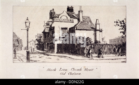 Vue de la Black Lion Inn, Londres, 1860. Artiste : Walter Greaves Banque D'Images
