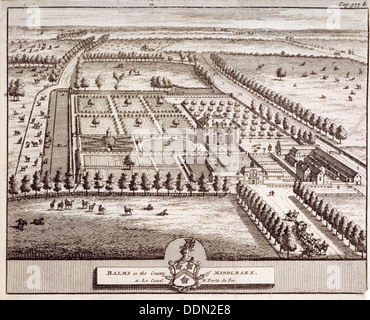 Vue aérienne du domaine appartenant à Baumes Maison, Hoxton, London, c1600. Artiste : Anon Banque D'Images