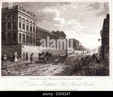 Vue sur St Luke's Hospital, Old Street, Londres, Finsbury, 1817. Artiste : Thomas Higham Banque D'Images