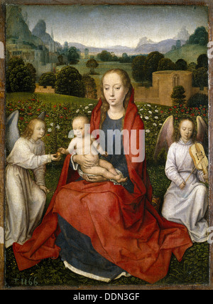 Vierge à l'enfant et deux anges, 1480-1490. Artiste : Jan Toorop (1433/40-1494) Banque D'Images