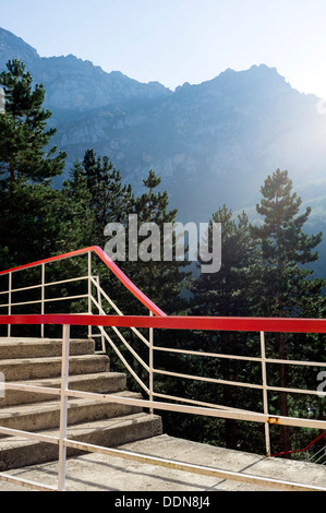 À la station du téléphérique de Fuente Dé. Les Asturies, Espagne. La région de montagne de Picos de Europa, les montagnes Picos Banque D'Images