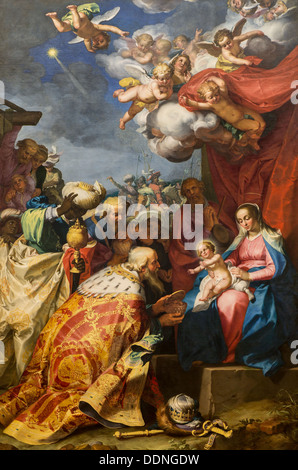 17ème siècle - l'Adoration des Rois, vers 1600 - Abraham Bloemaert Huile sur toile Banque D'Images