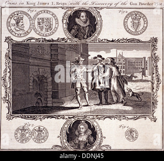 Scène de la découverte de la Conspiration, 1605, c1780). Artiste : Anon Banque D'Images