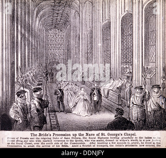 La princesse Alexandra de traitement la nef de la Chapelle St George, le château de Windsor, 1863. Artiste : Anon Banque D'Images