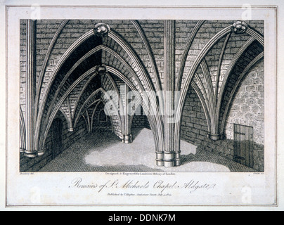 St Michael's Crypt, Aldgate, Londres, 1805. Artiste : Samuel Owen Banque D'Images