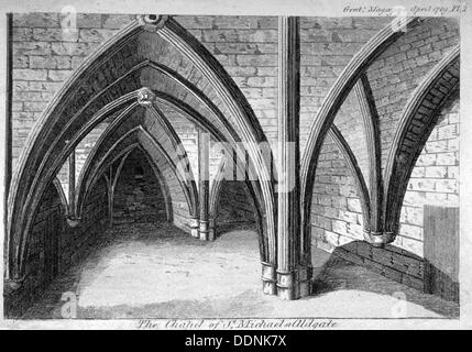 St Michael's Crypt, Aldgate, Londres, 1789. Artiste : Anon Banque D'Images