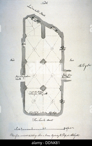 Plan d'equitation à St Michael's Crypt, Aldgate, Londres, 1784. Artiste : John Carter Banque D'Images