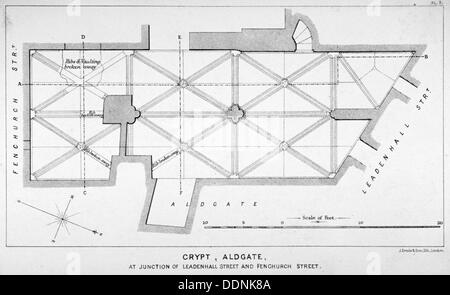 Plan de l'groining pour St Michael's Crypt, Aldgate Street, Londres, c1830( ?). Artiste : J Emslie & Sons Banque D'Images