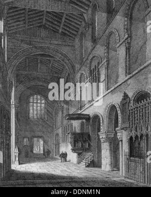 Vue de l'intérieur de l'église de St Bartholomew-the-Great, Smithfield, ville de Londres, 1814. Artiste : Joseph Skelton Banque D'Images