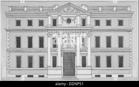 Front elevation des tabliers' Hall, Throgmorton Street, City of London, 1850. Artiste : Anon Banque D'Images