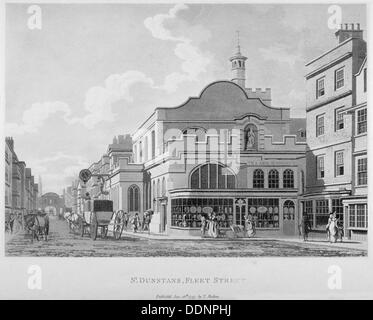 Vue sud-est de l'église de St Dunstan dans l'Ouest, Fleet Street, City of London, 1797. Artiste : Anon Banque D'Images