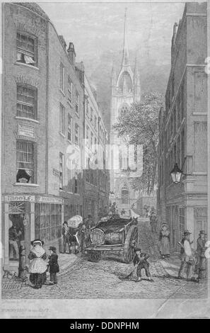 L'église de St Dunstan-dans-le-est du Custom House, City de Londres, 1828. Artiste : Edward William Cooke Banque D'Images