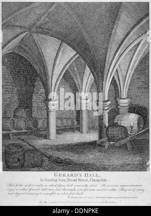 Crypte sous Gerard's Hall sur le côté sud de fonder Lane, City of London, 1795. Artiste : John Thomas Smith Banque D'Images