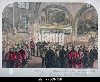 Salle du Conseil, maison de ville de Londres, 1861. Artiste : Anon Banque D'Images