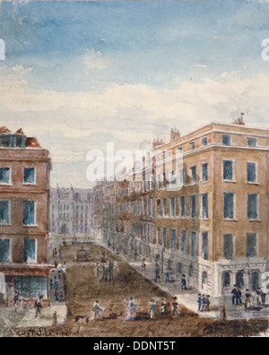 Vue de la rue King, à au nord de Cheapside à la Guildhall, City of London, 1840 Artiste : Thomas Hosmer Shepherd Banque D'Images