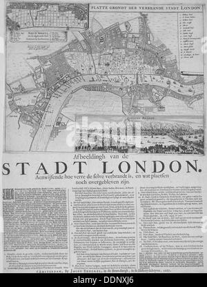 Plan de Londres, 1667. Artiste : Anon Banque D'Images