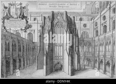 Une partie de la côté de l'ancienne Cathédrale St Paul, ville de Londres, 1656. Wenceslaus Hollar : artiste Banque D'Images