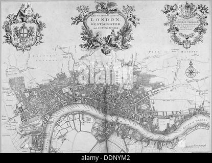 Plan de Westminster, la City de Londres et Southwark, 1720. Artiste : Anon Banque D'Images