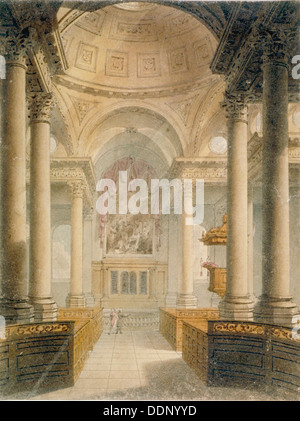 Intérieur de l'église de St Stephen Walbrook, ville de Londres, 1810. Artiste : Frederick Mackenzie Banque D'Images