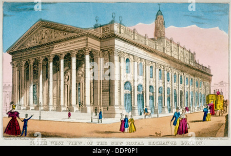 Au sud-ouest vue sur le Royal Exchange, ville de Londres, c1850. Artiste : Anon Banque D'Images