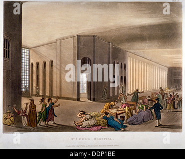 Vue de l'intérieur de l'hôpital, Old Street, Londres, Finsbury, 1809. Artiste : Joseph Constantin Stadler Banque D'Images