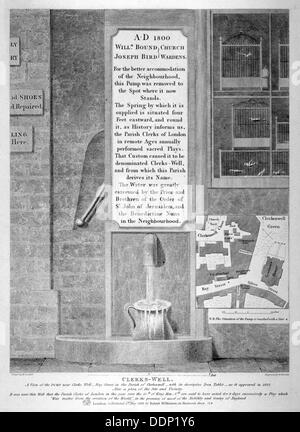 Vue de la pompe près de bien des commis dans Ray Street, Londres, Finsbury, 1822. Artiste : Bartholomew Howlett Banque D'Images