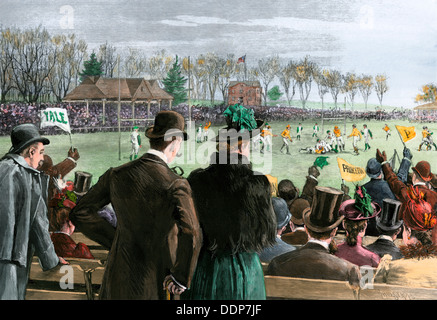 Match de football Princeton-Yale, 1889. À la main, gravure sur bois, d'une illustration Thulstrup Banque D'Images